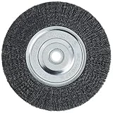 Forney 72747 Wire Bench Wheel Brush, Fine Crimped with 1/2-Inch and 5/8-Inch Arbor, 6-Inch-by-.008-Inch