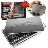 Camerons Indoor Outdoor Stovetop Smoker -Stainless Steel Barbecue Smoker Box w/ Oak Wood Chips & Recipes- Works On Any Heat Source, Stovetop or BBQ Grill for Thanksgiving Dinner- Grilling Gift for Men
