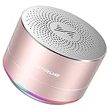 LENRUE A2 Portable Wireless Bluetooth Speaker with Lights and Lanyard,5W Mini Small Metal Speakers Bluetooth 5.0/Aux-in for iPhone Android Home Outdoor, Birthday for Women/Girls