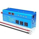 Yinleader 1000 Watt Pure Sine Wave Inverter 12V to 110V DC to AC Car Power Inverter for RV, Road Trip, Camping, Travel, 3 AC Outlets and 4 Built-in 5V/2.1A USB Ports, LCD Display, Blue