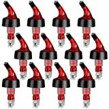 Measured Bottle Pourer, Liquor Pour Spout, Quick Shot Spirit Measure Pourer, Wine and Cocktail Dispenser, Shot Straw for Liquor, Automatic Wine Pourer for Home/Bar 1.5oz/45ml(Red, 12 Pack)