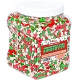 Christmas Tree Sprinkles - 1.2 Pounds - Bulk Red and Green Confetti Sprinkles - Holiday Sprinkles for Cookie Decorating - Christmas Jimmies for Gingerbread Cookies, Baking, Cupcakes