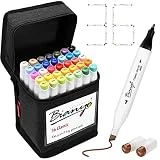 Bianyo 36 Colors Alcohol Markers Set, Alcohol-Based Dual Tip Art Markers Set with Black Travel Case with a Designable Card for Coloring, Sketching, Drawing, Outlining, Highlighting
