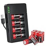 Feirsh CR123A Rechargeable Batteries 8 Packs, 3.7V Lithium Rechargeable Batteries with Charger for Arlo Wireless Security Cameras VMC3030 VMK3200 VMS3330 3430 3530 and Flashlights