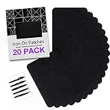 HTVRONT Iron on Patches for Clothing Repair, Fabric Patches Iron on, Classic Black Repair Decorating Kit 20 Pieces Iron on Patch Size 3.7' by 4.9' (9.5 cm x 12.5 cm)