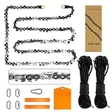 Upgrade 48 Inch High Limb Hand Rope Saw Chain Saw with 44 Feet Rope 62 Bidirectional Sharp Teeth Blades on Both Sides, Folding Pocket Chainsaw for Wood-Cutting, Camping and Field Survival Gear