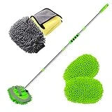 ANUINIT Car Wash Brush with Long Handle 62'/18' Microfiber Car Wash Brush,Soft Car Wash Mop Car Wash Mitt Scratch-Free Car Wash Kit,Flexible Rotation Car Washing Brush for Truck RV SUV Pickup Bus