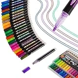 Upanic Super Squiggles Outline Markers-24 Colors Super Squiggles Markers,Outline Markers Double Line Pen,Outline Markers Self-Outline Metallic Markers