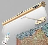 GOVSSING Picture Lights for Wall - 4000mAh Rechargeable Battery Wireless Picture Light with Remote, 3 Color Temps & Brightness Adjustable, 15.7” Rotatable Art Light, Memory & Timer Functions