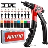 AIUITIO 8' Rivet Nut Tool, Rivnut Tool Kit with 9 Metric and SAE Mandrels, Nutsert Rivet Tool Set with 90Pcs Rivnuts, Sturdy Case Packed, Designed for Tight Space