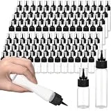 Tioncy 100 Squeeze Bottles Icing Bottle for Cookie Decorating Cookie Writing Cutter Supplies 1oz 2oz Pointed Mouth Plastic Bottle with Transparent Cap for Food Coloring Royal Icing Writing(Black)