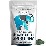Spirulina Chlorella Powder. Premium Grade - Non GMO. Rich in Chlorophyll for Natural Energy. Cracked Cell Wall for Better Absorption & Powerful Detox. 50 Servings