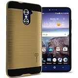 ZTE Grand X Max 2 Case, ZTE Zmax Pro Case, CoverON® [Chrome Series] Faux Brushed Metal Hard Slim Fit Hybrid Protective Cover Case - Gold