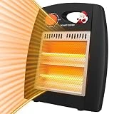Buyplus Outdoor Heater for Patio - Infrared Space Heater with 2 Heat Settings, Overheat & Tip-Over Protection, Quartz Heater 3S Fast Heating, Garage Heater for Office, Bedroom, Home, Indoor Outdoor