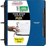 Five Star Flex Refillable Notebook + Study App, College Ruled Paper, 1-1/2 Inch TechLock Rings, Pockets, Tabs and Dividers, 300 Sheet Capacity, Blue (29324AD2)