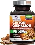 Pure Cinnamon Capsules, Certified Organic Ceylon Cinnamon Pills, Non-GMO, Gluten-Free, Dairy-Free, Sri Lanka Cinnamon Powder Supplement, Best Vegan True Cinnamomum Vitamins, Sugar Free - 240 Capsules