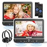 Arafuna 10.5' Portable DVD Player for Car with 1080P HDMI Input, Car DVD Player Dual Screen Play The Same or Two Different Movies, Support USB/SD Card/Sync TV, Regions Free, Last Memory, Headphones