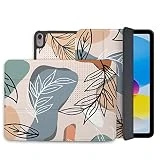 Case for iPad Air 5th/4th Generation (2022/2020), with Screen Protector and Pencil Holder Protective Case Slim Trifold Stand with Auto Wake/Sleep 10.9' (Flower A)