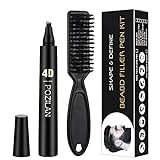 Beard Pencil Filler For Men Black with Bristle Beard Brush, Water Proof Micro-Fork Tip Beard Pen - Long Lasting, Natural Looking Barber Pencil Mustache Kit for Men Beard, Moustache, Eyebrows (Black)