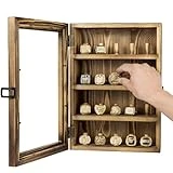 MyGift 4-Tier Wall Mounted Rustic Burnt Solid Wood Sports Championship Ring Holder with Metal Latch Closure, 20-Peg Fraternity, Class Rings Display Case