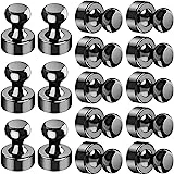16Pcs Black Small Strong Refrigerator Magnets, Whiteboard Fridge Magnets Adults for Kitchen, Office, School, Locker, Map Decorative