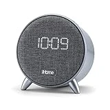 iHome Bluetooth Alarm Clock with USB Charging and Ambient Night Light, Digital Alarm Clock for Bedroom, Home Office, or Dorm (IBT235V2G – Gray)