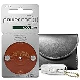 PowerOne ACCU Plus Size 312 Rechargeable Hearing Aid Batteries - Size 312 Hearing Aid Batteries - Includes Hearing Aid Pouch and Liberty Hearing Aid Battery Keychain