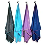 Flow Hydro Sport Towel - Microfiber Quick Dry Swimming Towels for Swim, Pool, Triathlon, and Other Water Sports in Medium and Large Sizes (Navy, Large (60' x 30'))