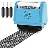 Miseyo Wide Identity Theft Protection Roller Stamp Set - Blue (3 Refill Ink Included)