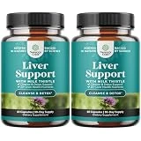Liver Cleanse Detox & Repair Formula - Herbal Liver Support Supplement with Milk Thistle Dandelion Root Organic Turmeric and Artichoke Extract for Liver Health - Silymarin Milk Thistle Detox 2 Pack