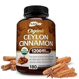 NutriFlair Organic Ceylon Cinnamon (100% Certified Organic Ceylon Cinnamon) 1200mg per Serving, 180 Capsules - Joints, Inflammatory, Antioxidant, Glucose Metabolism Support- 180 Count (Pack of 1)