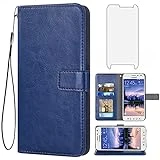 Asuwish Compatible with Samsung Galaxy S6 Active Wallet Case Tempered Glass Screen Protector Leather Flip Card Holder Stand Cell Accessories Phone Cases for Glaxay S6Active 6s S 6 6Active G890A Blue
