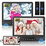 12' Dual Portable DVD Player for Car with 1080P HDMI Input, FELEMAN Car DVD Player Dual Screen Play A Same or Two Different Movies, 5 Hours Rechargeable Battery, Support USB, Last Memory