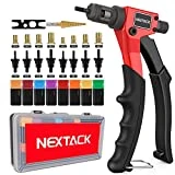 NEXTACK Rivet Nut Tool Rivet Nut Kit with a Step Drill Bit & 80 Nutserts for One-Handed in Tight Space, 8' Rivnut Tool with 8 Mandrels Incl. 6-32 & 8-32 in Organized Carrying Case NT600