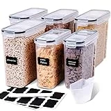 FOOYOO Cereal Containers Storage Set - 6 Piece Airtight Large Dry Cereal Storage Containers(135.2oz), BPA Free Dispenser Plastic Cereal Storage Containers with 16 Labels & Pen
