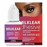 Milklear Extra Strong Sensitive Eyelash Extension Glue Long Lasting 3 Weeks No Fume No Irritation Lash Glue for Eyelash Extensions for Semi-Permanent or Professional Use Black Adhesive