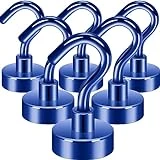 Neosmuk Magnetic Hooks,27lb+ Heavy Duty Earth Magnets with Hook for Refrigerator, Extra Strong Cruise Hook for Hanging, Magnetic Hanger for Cabins, Grill (Navyblue, 6 Pack)