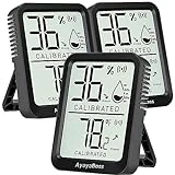 Room Thermometer for Home, Indoor Thermometer Hygrometer, Humidity Gauge, Temperature and Humidity Monitor, Digital Sensor Humidity Meter for Bedroom, Office, Pets, Plants - Mini Version - Pack of 3
