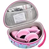 Headphone Case for Riwbox CT-7 Pink/for Jack CT-7S Cat Green 3.5mm/ for iClever IC-HS01/for Picun/for FosPower Bluetooth Wireless Over-Ear Headphones Headset for Kids-Box Only