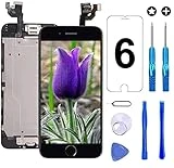 Brinonac for iPhone 6 Screen Replacement Black Touch Display LCD Digitizer Full Assembly with Front Camera,Proximity Sensor,Ear Speaker and Home Button Including Repair Tool and Screen Protector