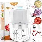 Electric Mini Garlic Chopper, Portable Food Processor, Vegetable Chopper Onion Mincer, Cordless Meat Grinder with USB Charging for Vegetable, Pepper, Onion, Baby Food, Seasoning, Nuts (BPA-Free)