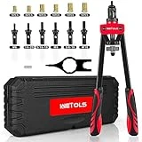 WETOLS Rivet Nut Tool, Hand Rivet with 7 Metric & Inch Mandrels M6 M8 M10, 1/4-20, 5/16-18, 3/8-16, 70pcs Rivnuts and Blow Carry Case, Steel - WE-882