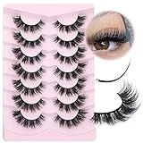 Mink Lashes Natural Look False Eyelashes Fluffy Flat Eyelashes 3D Mink Lashes Wispy Strips Lashes 7 Pairs Multipack by Focipeysa