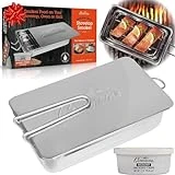 Camerons Gourmet Mini Stovetop Smoker - Stainless Steel BBQ Smoker Box w/Hickory Wood Chips & Recipes- For Indoor & Outdoor Use- Great for Smoking Thanksgiving Dinner - Barbecue Grilling Gift for Men