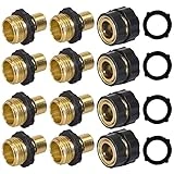 Hourleey 3/4 Inch Garden Hose Quick Connector, 4 Pcs Female & 8 Pcs Male of No Leak Quick Connect Hose Fittings