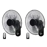 Simple Deluxe 18″ Wall Mount Fan with Remote Control, 5 Blades 3 Speeds, 90° Oscillating Quiet Fan for Indoor, Home, Office and College Dorm Use, 2 Pack