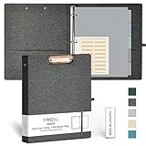 EYROZILL 3 Ring Binder, 1 Inch Linen Binder Organizer for Letter Size (8.5' x 11') with 5 Tab Dividers, File Folder Labels and Low Profile Clipboards, School and Office Supplies- Darkgrey