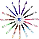Zonon 16 Pieces Colored Ink Disposable Fountain Pens Colorful Set Assorted Color Writing Fountain Pens Extra Fine Point Nib for Calligraphy Sketching, Holiday Christmas Gifts Office School Supplies