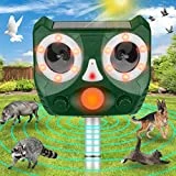 Ultrasonic Animal Repeller, Outdoor Animal Deterrent Solar Dog Chaser, Ultrasonic Solar Powered Animal Repeller Waterproof Owl Animal Repeller Protect Farm for Dog, Cat, Bird, Rabbit, Raccoon