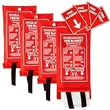 Emergency Fire Blanket for Home and Kitchen, 4 Packs Fire Suppression Blanket for Kitchen, 40” x 40” Fire Blanket for Home, Fiberglass Fire Resistant Blanket